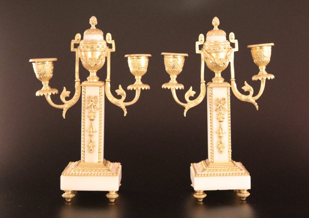 Paire de bougeoirs anciens de style Louis XVI, Enlèvement ou Envoi