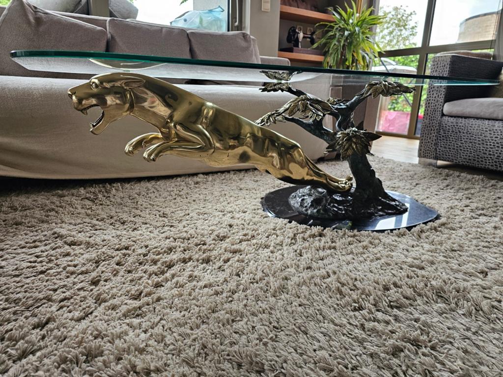 Messing jaguar salontafel, jaren 1970, Huis en Inrichting, Tafels | Salontafels, Ophalen