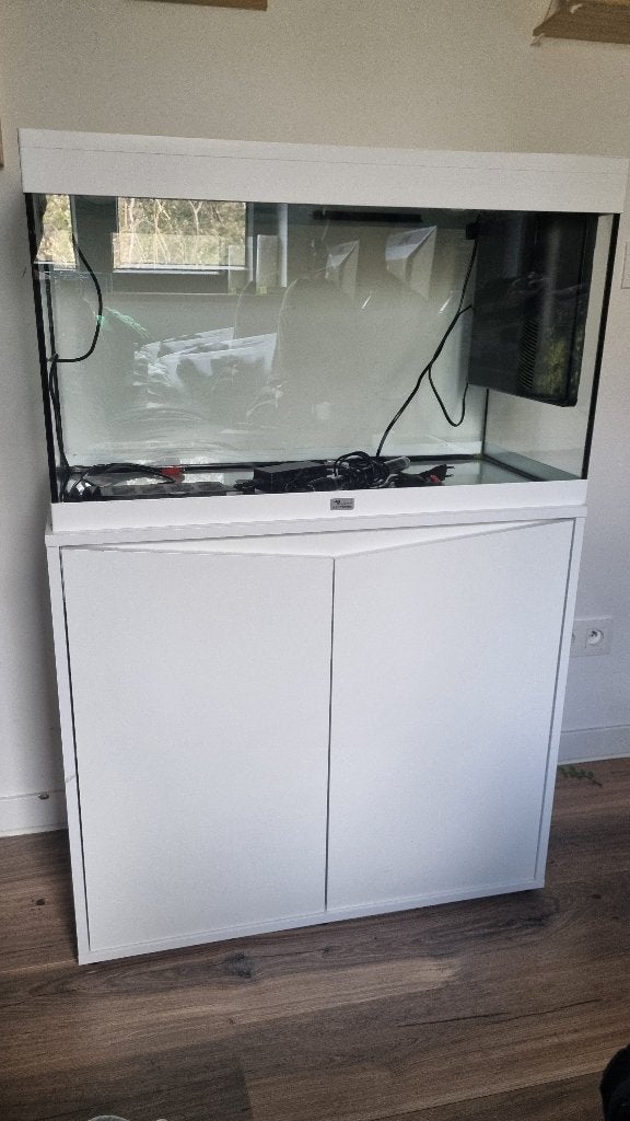 Aquarium Aquatlantis avec meuble blanc, Animaux & Accessoires, Aquatlantis, Enlèvement, Couvercle inclus, Meuble d'aquarium