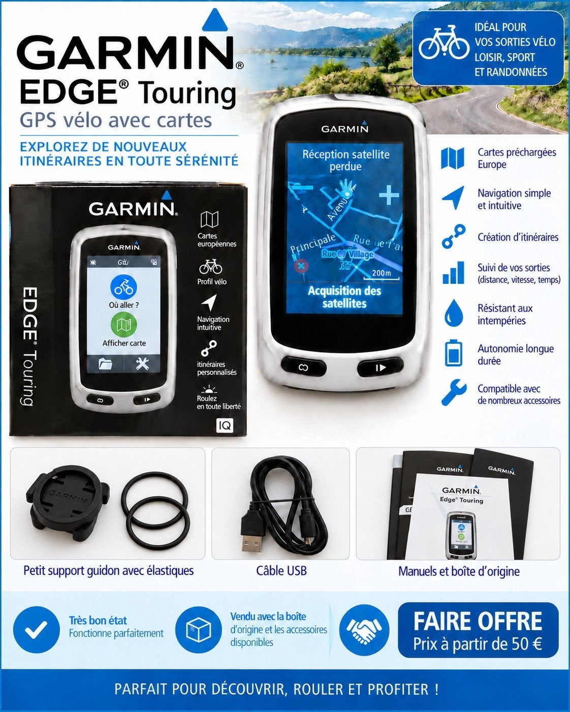 Garmin edge touring, Enlèvement ou Envoi, Comme neuf