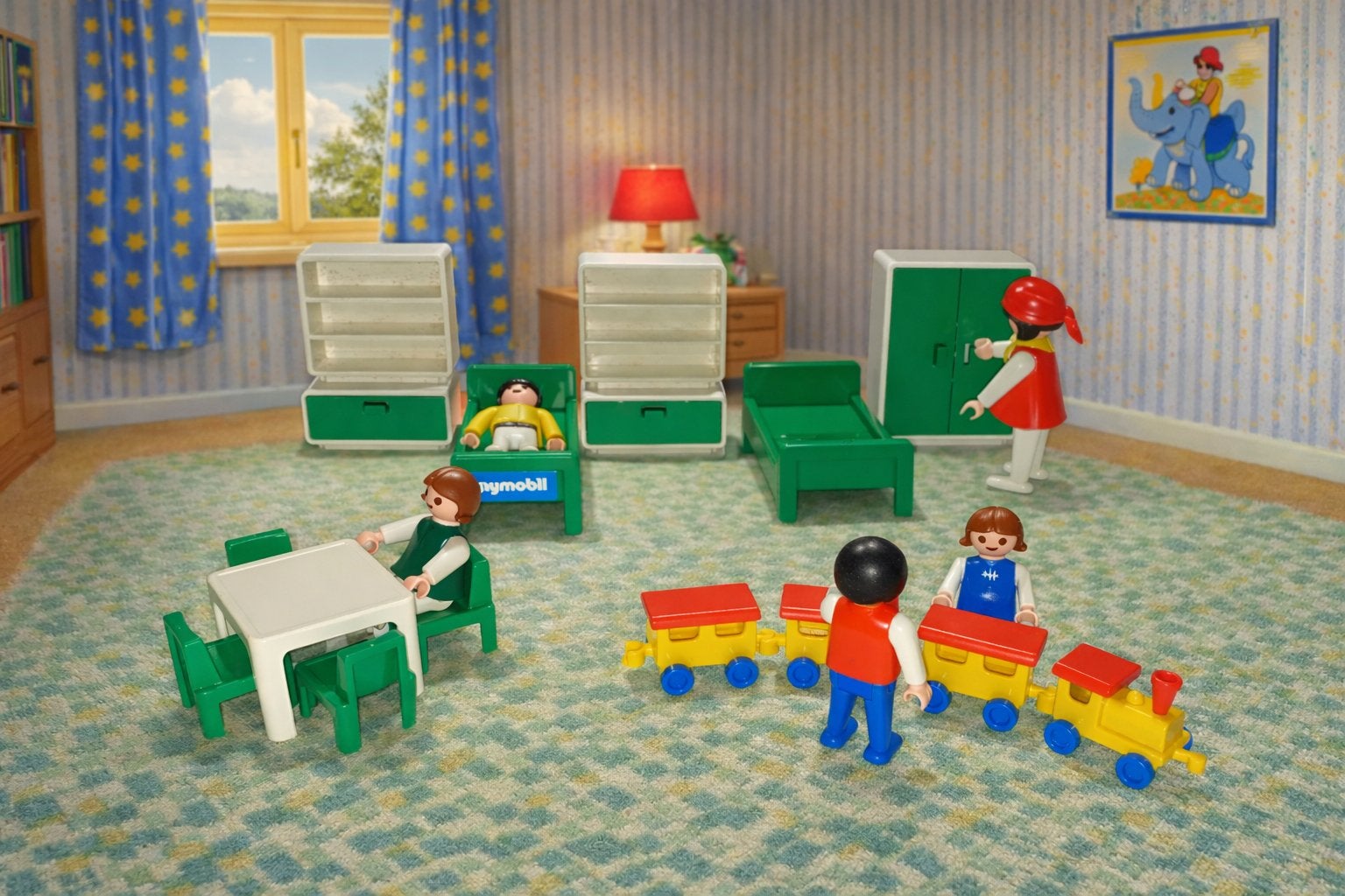 Vintage Playmobil Kinderkamer / Nursery Treintje, Gebruikt, Complete set, Figuren, Family fun