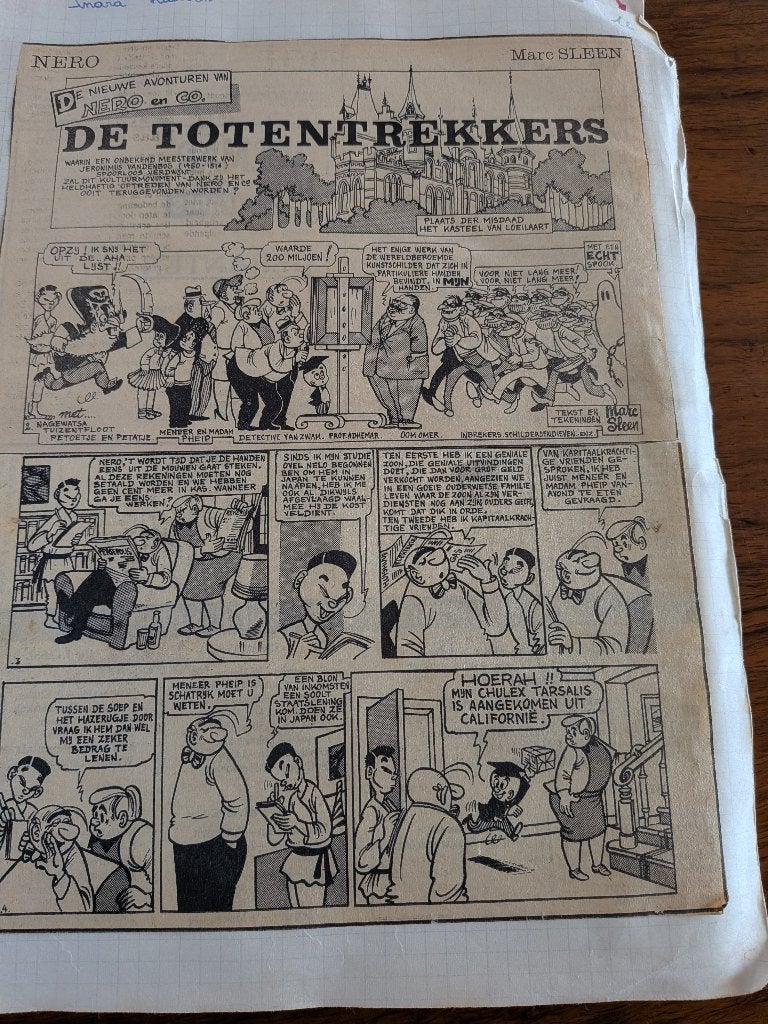 Bande dessinée Old Nero (coupures de journaux originales), Livres, Envoi, Marc Sleen