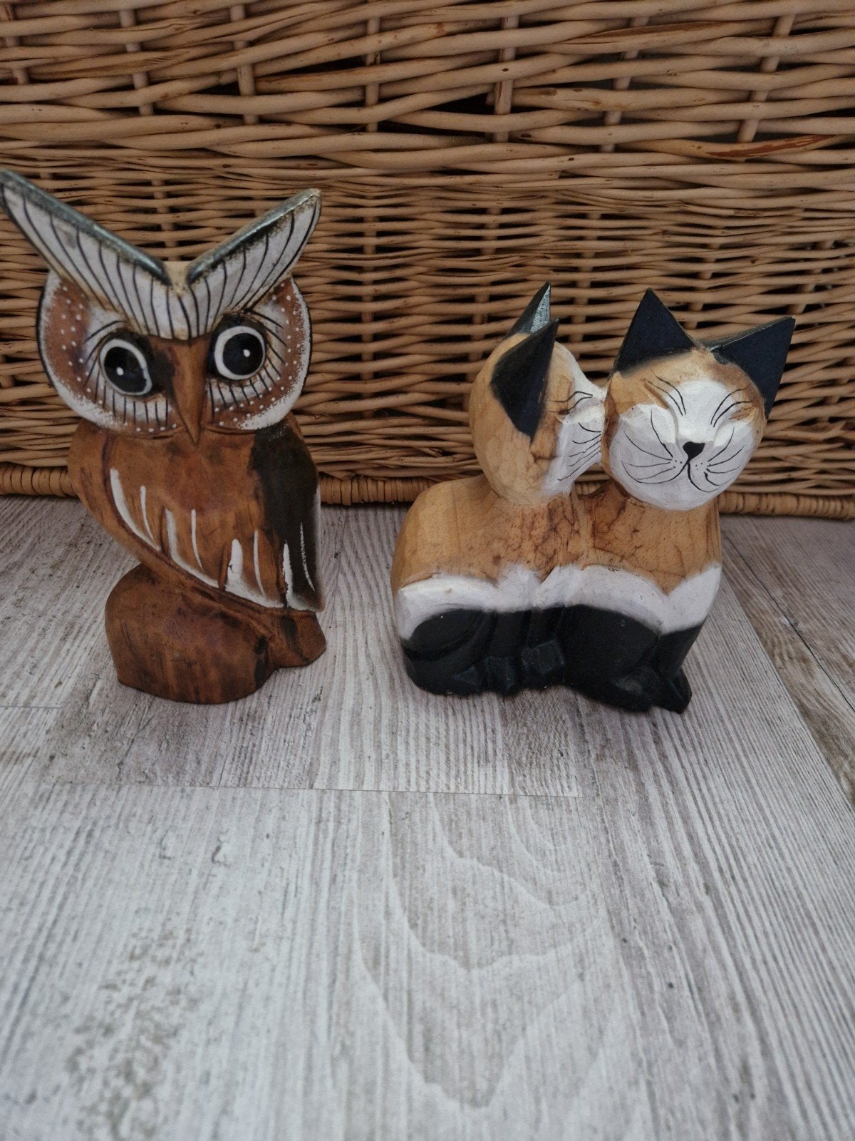 Hibou et chats en bois décoration, Enlèvement, Bois