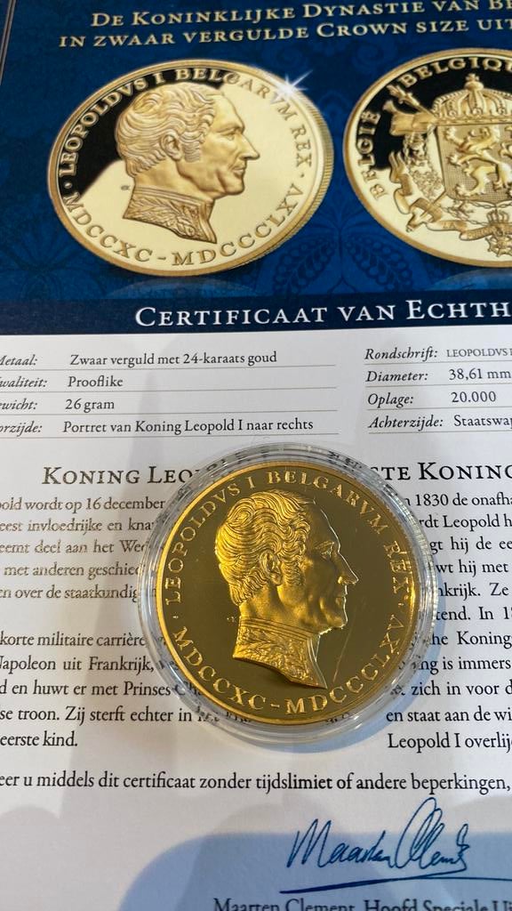 Verzamelmunt 24 karaat verguld, Postzegels en Munten, Munten | Europa | Euromunten, Ophalen of Verzenden, België, Losse munt, Goud