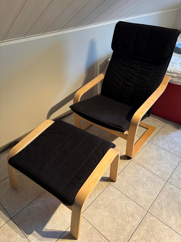 1-persoons fauteuil / zetel met voetbank, Huis en Inrichting, Fauteuils, Ophalen, 75 tot 100 cm, Zo goed als nieuw, 75 tot 100 cm