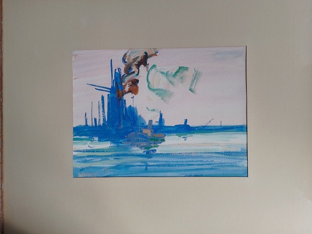 Jos Mous  1896 - 1968  Aquarel Haven Antwerpen, Antiek en Kunst, Verzenden