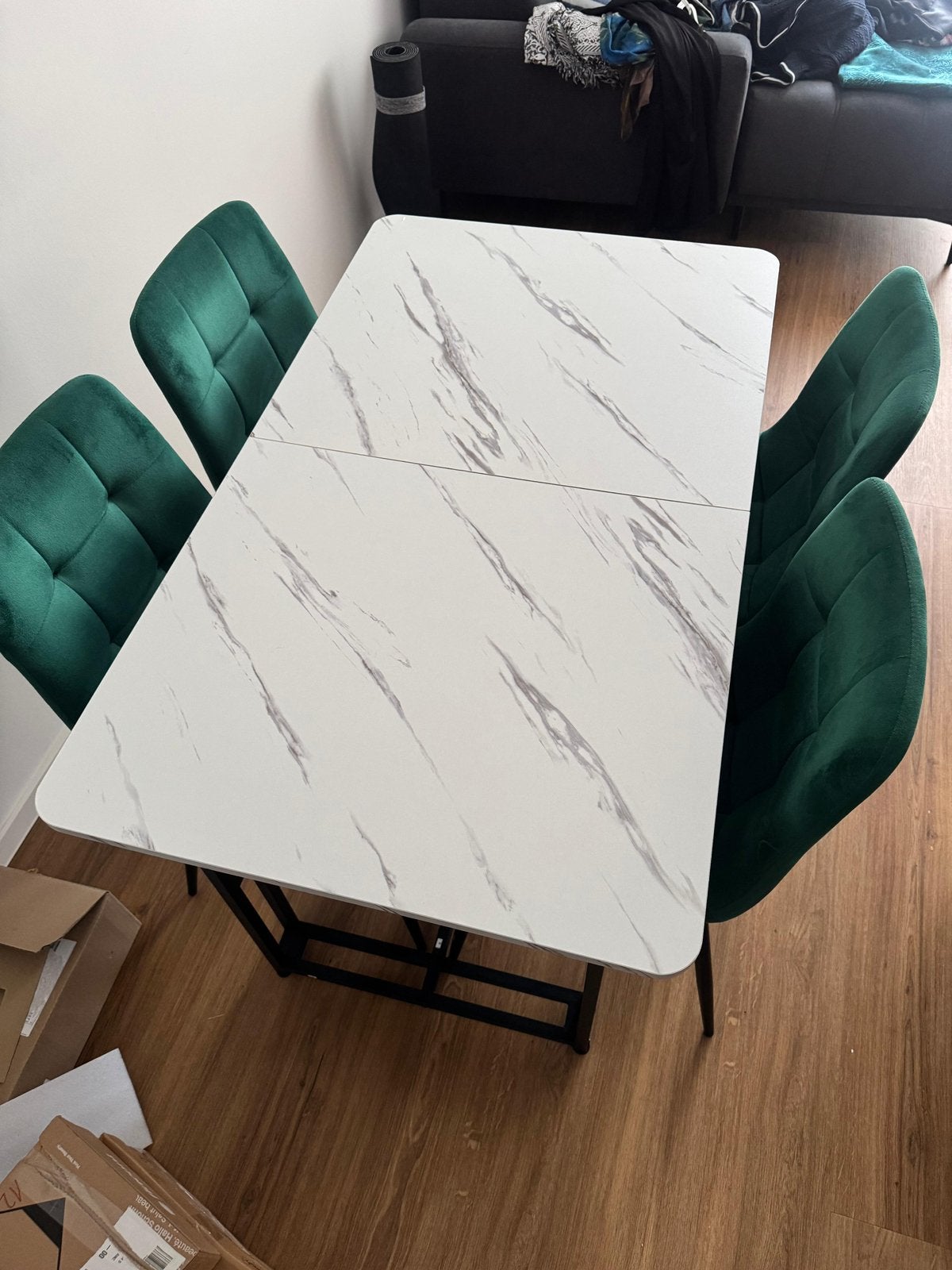 Table à manger moderne aspect marbre 120*70 avec 4 chaises, Maison & Meubles, Enlèvement, Comme neuf, Marmerlook, 4 à 6 chaises