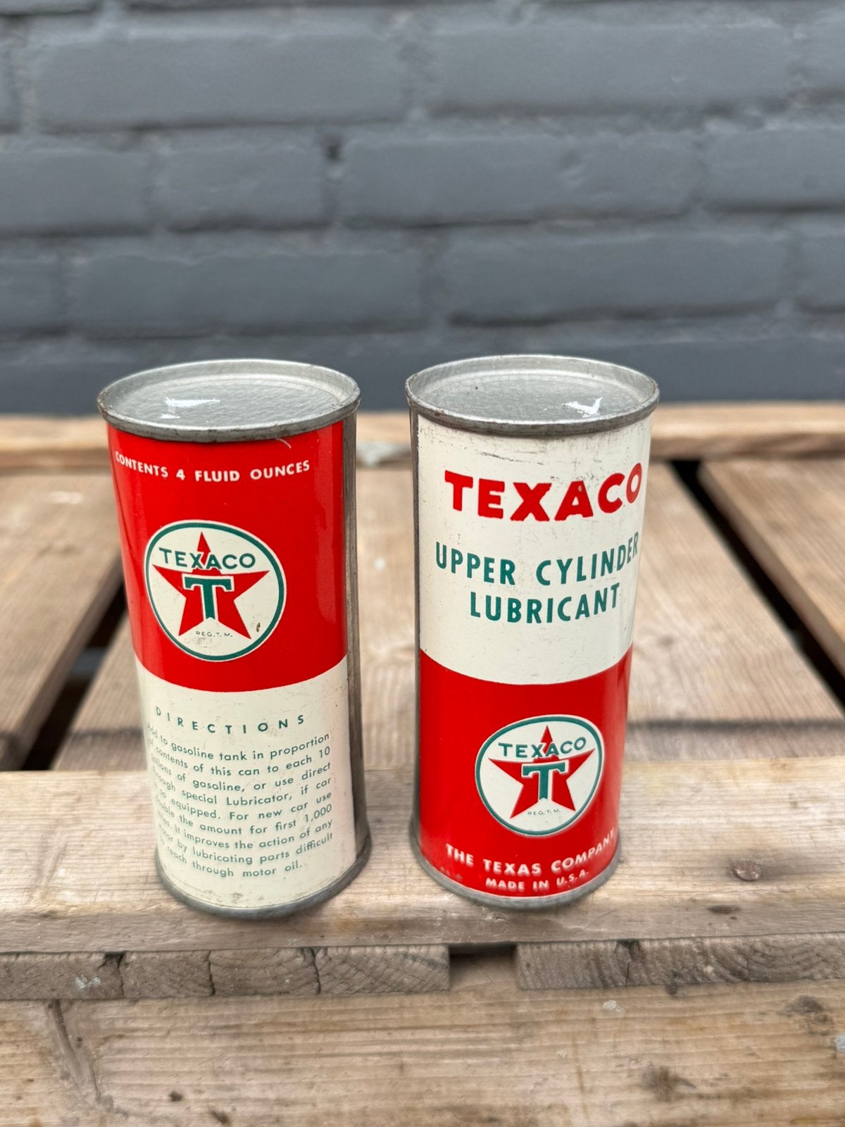 TEXACO USA oude olie blikjes, Verzamelen, Ophalen of Verzenden, Gebruikt, Overige, Overige merken