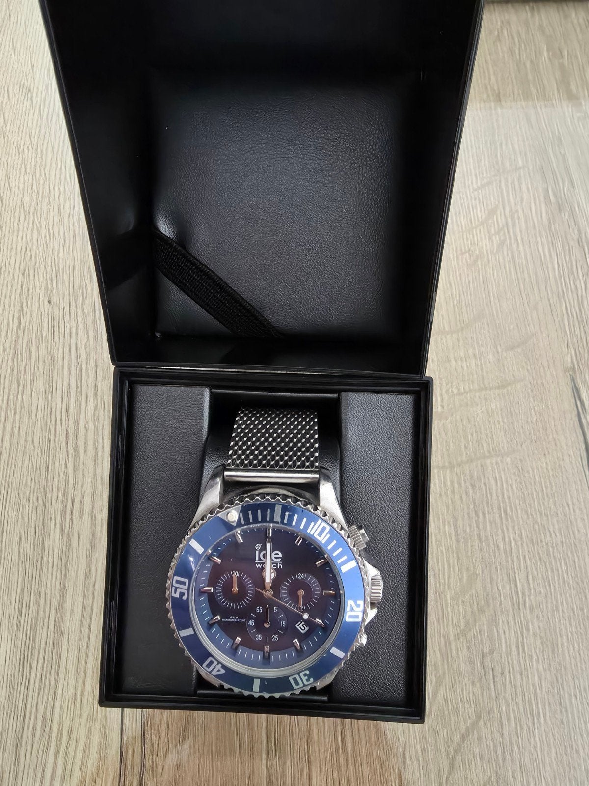 Montre Chronographe Ice-Watch ICE steel Mesh Blue (Taille L), Montre-bracelet, Autres marques, Enlèvement ou Envoi, Acier