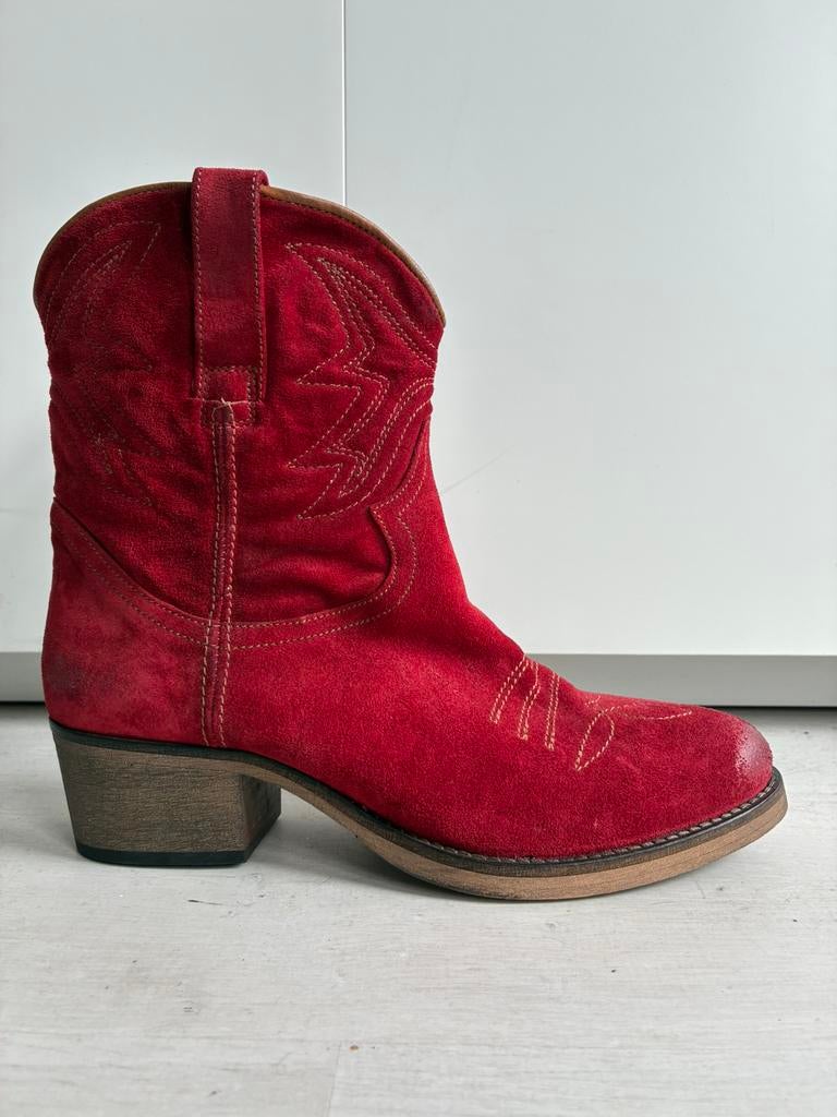Bottes western en cuir suédé Antonio Moretto taille 42, Rouge, Enlèvement ou Envoi, Comme neuf, Boots et Botinnes