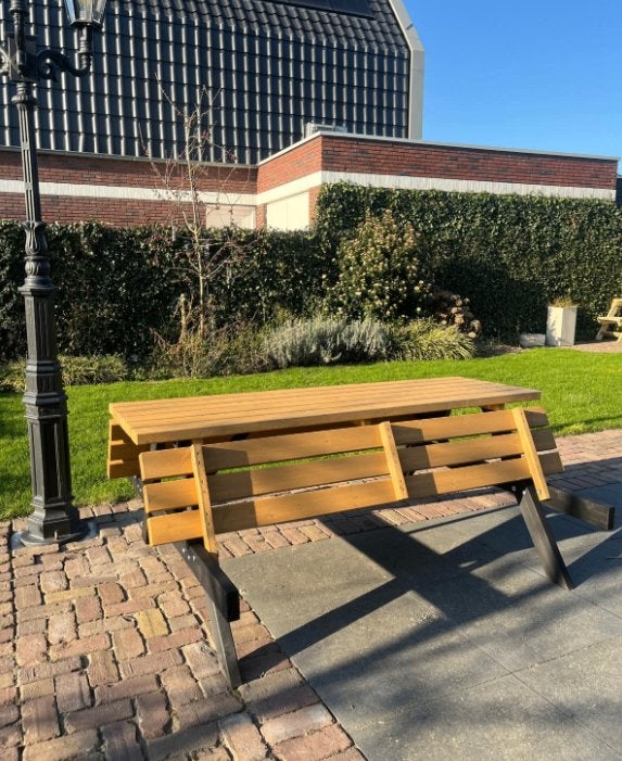 zwart/bruine picknicktafels - gloednieuw, Neuf, Enlèvement ou Envoi, Rectangulaire, Bois