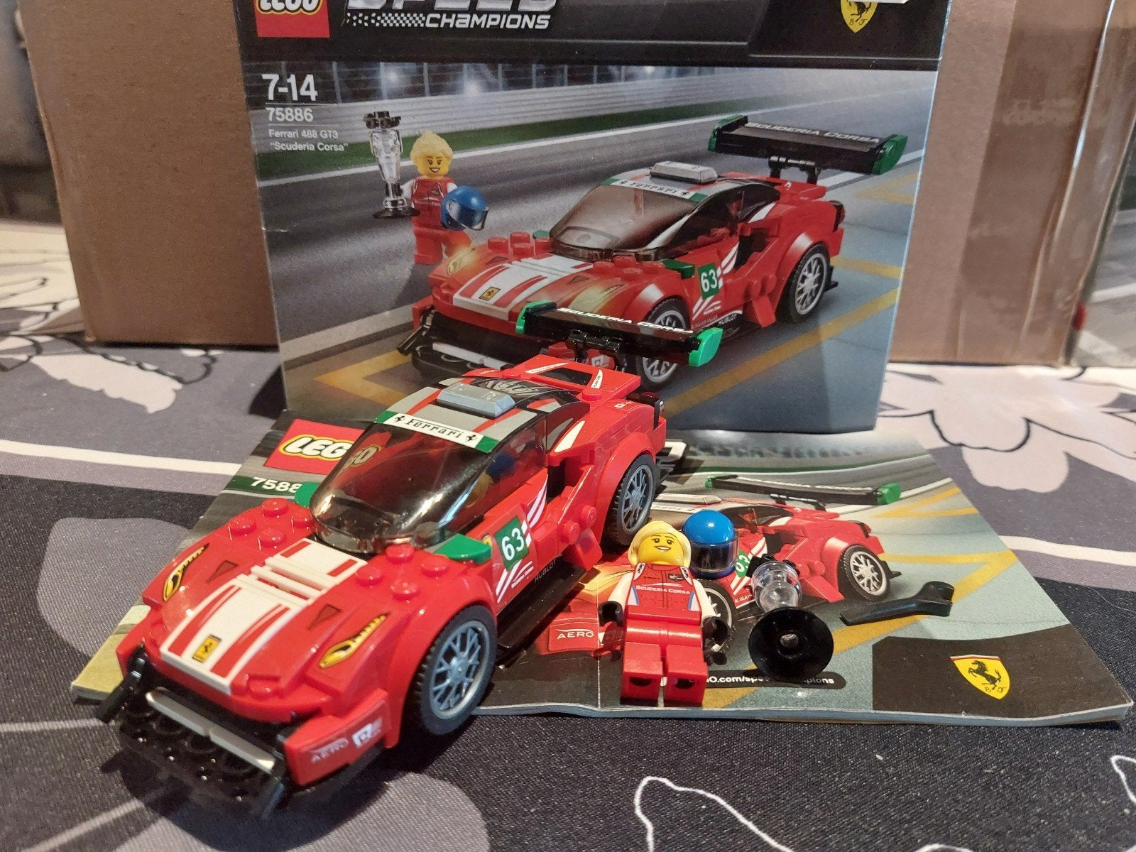 Lego 75886 Ferrari 488 GT3 Scuderia Corsa, Lego, Inclusief accessoires, Zo goed als nieuw, Complete set