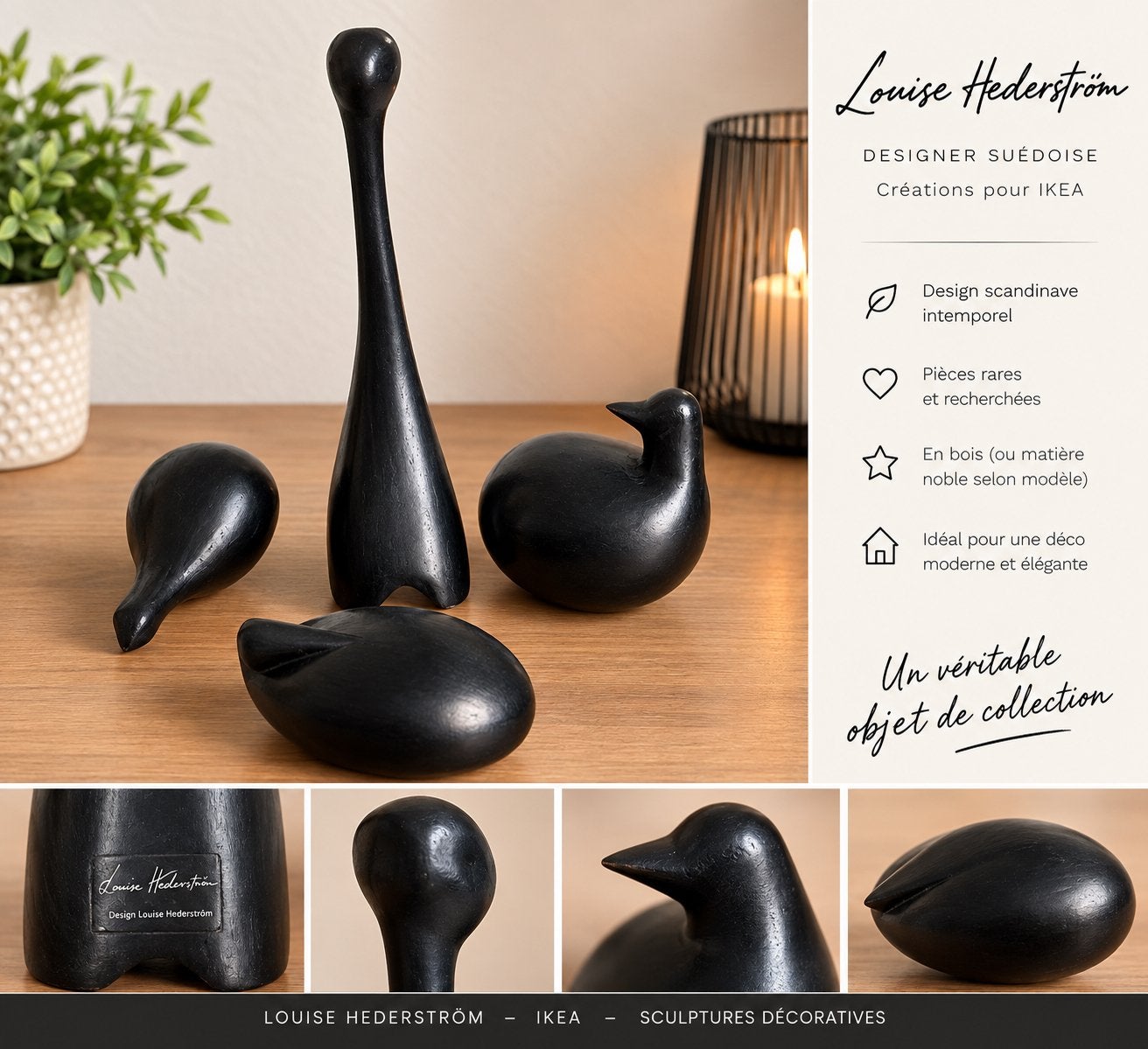 Lot de 4 sculptures design Louise Hederström, Maison & Meubles, Enlèvement ou Envoi, Comme neuf