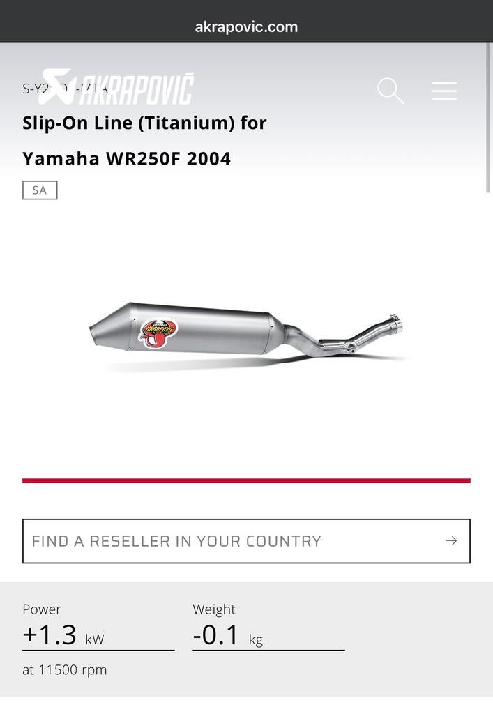 Akrapovic uitlaat yamaha wr250f 2001-2006, Ophalen
