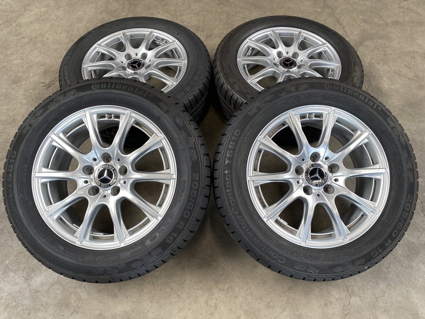 16 inch originele velgen + winterbanden Mercedes C klasse, Pneus et Jantes, Pneus hiver, 16 pouces, Véhicule de tourisme