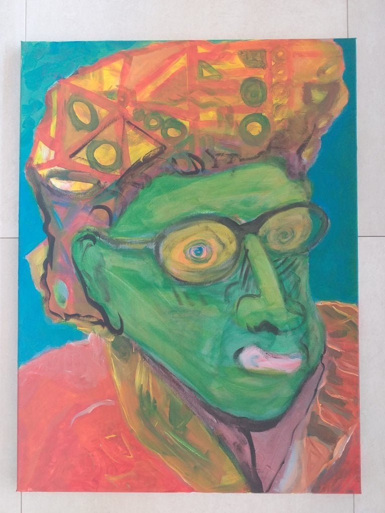 schilderij  oude VAN EIK en bijziend., Ophalen, Acrylverf, Overige stijlen, Doek