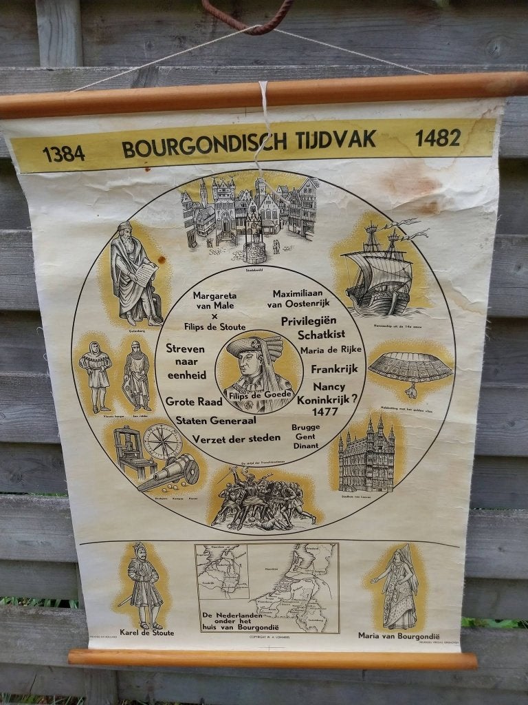 oude schoolkaart, Antiek en Kunst, Ophalen