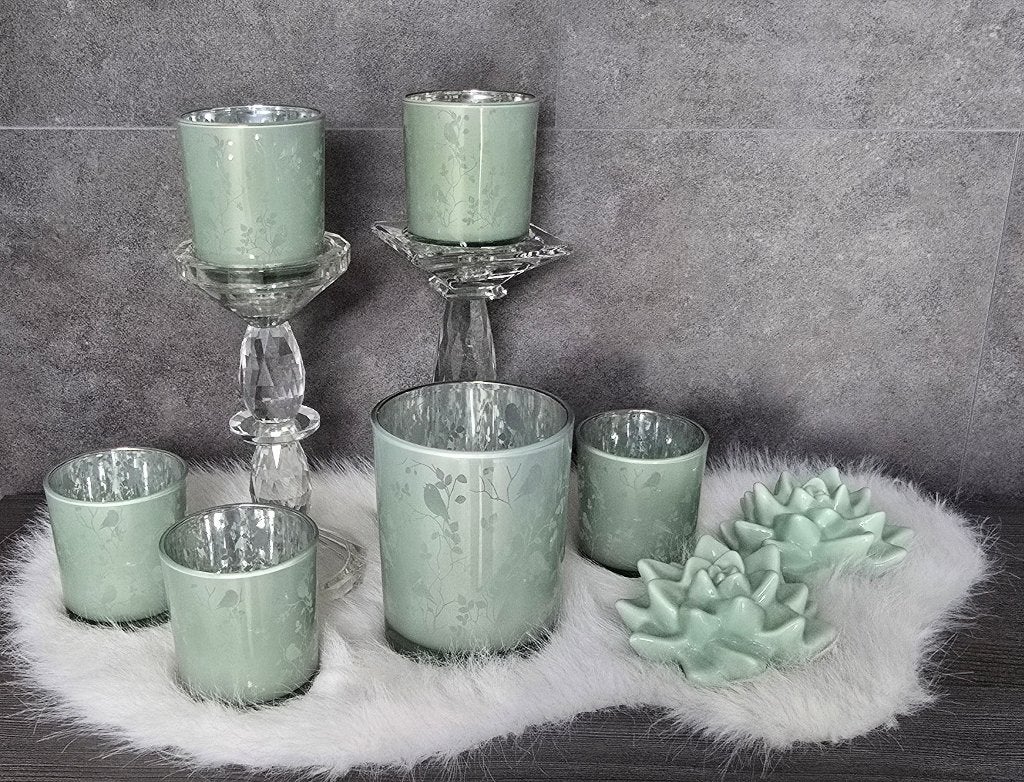 Volledige set theelichten en kandelaars (zonder imitatievel), Waxinelichthouder, Nieuw, Ophalen of Verzenden, Glas