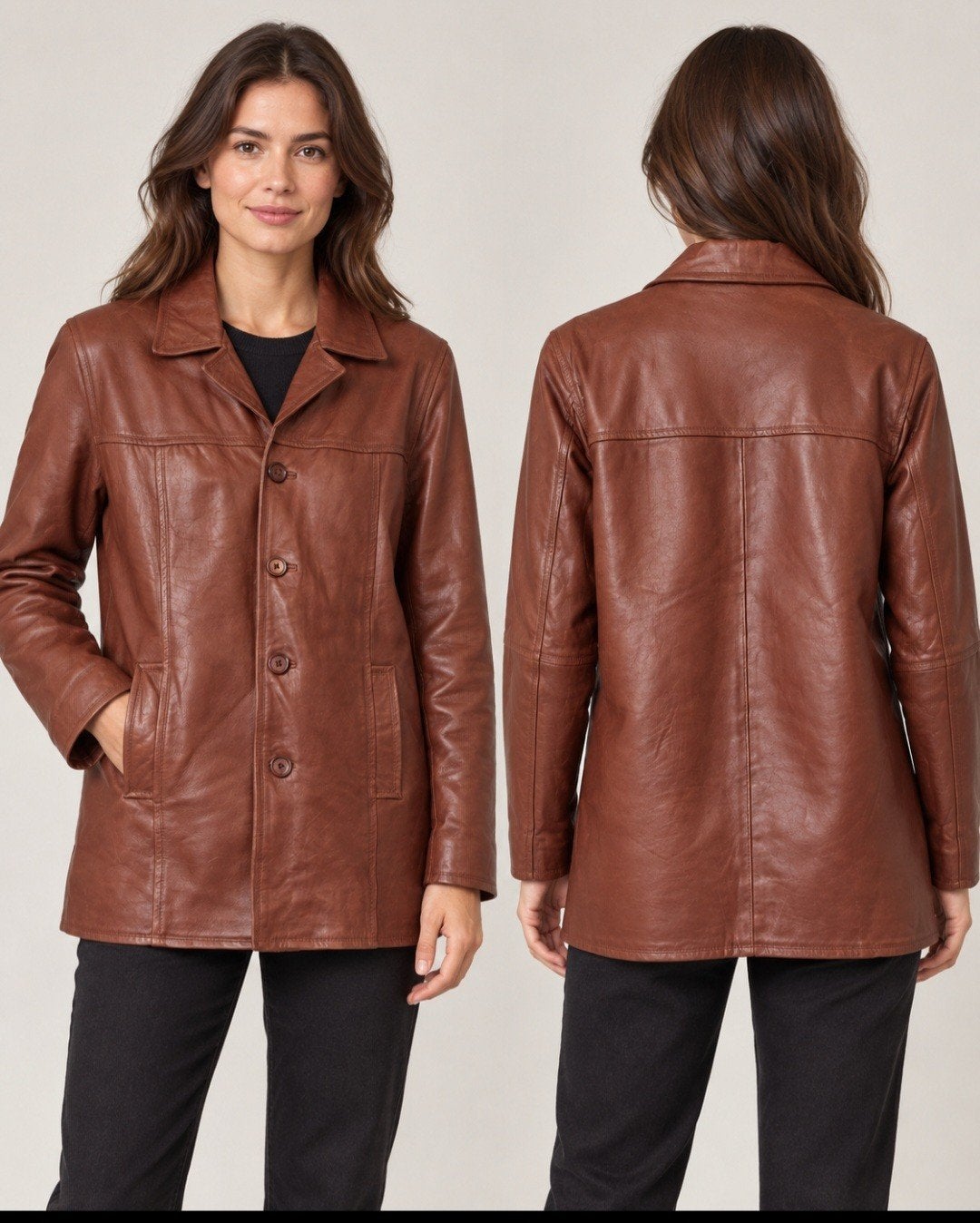 Veste en cuir Dinosaure Taille S - Excellent état, Vêtements | Femmes, Taille 36 (S), Comme neuf, Brun, Dinosaure Cuir