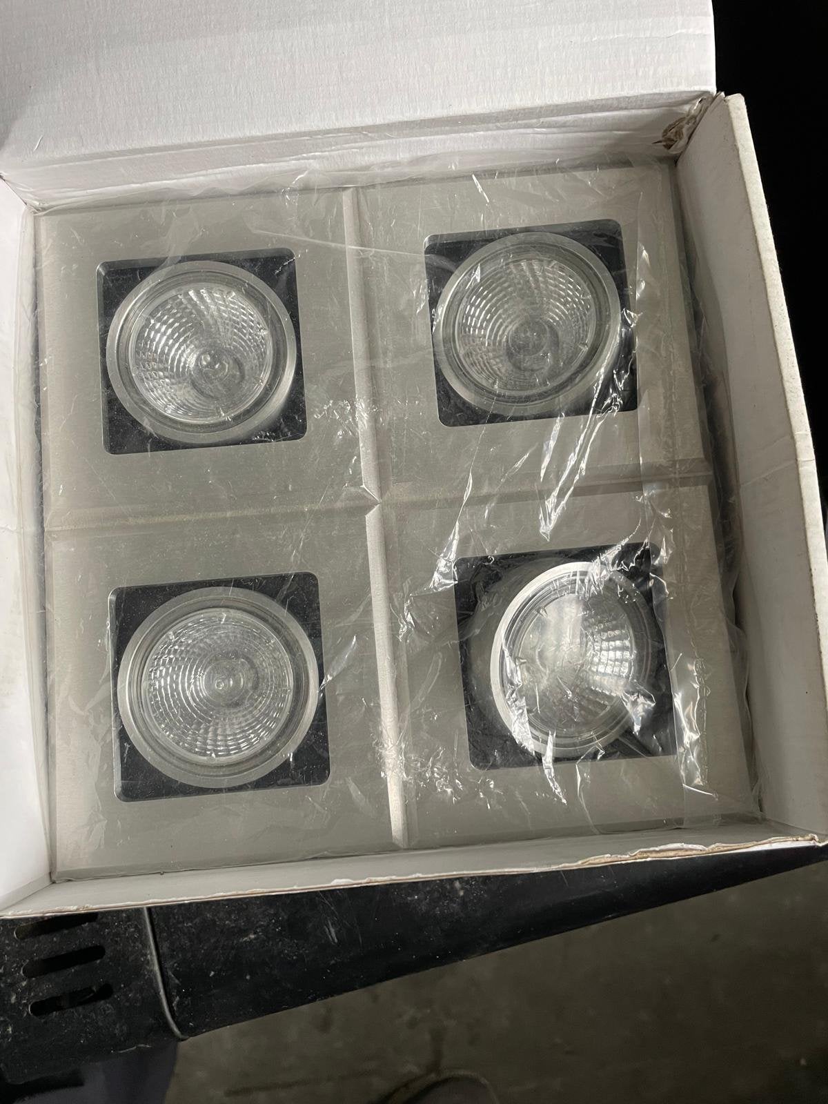 Set de 4 spots encastrés en aluminium GU10 - 20x20 cm, Neuf, Enlèvement ou Envoi, GU10, Compatible montage au plafond