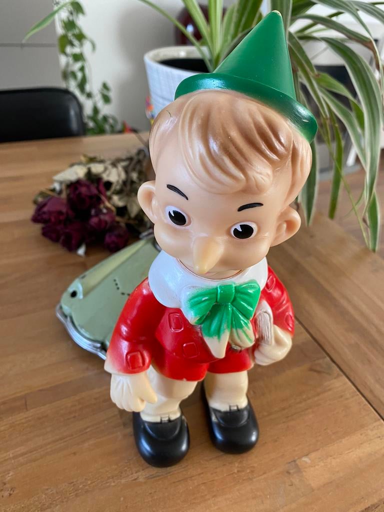 Vintage Pinokkio ,rubber met piepgeluid, Verzamelen, Ophalen, Gebruikt