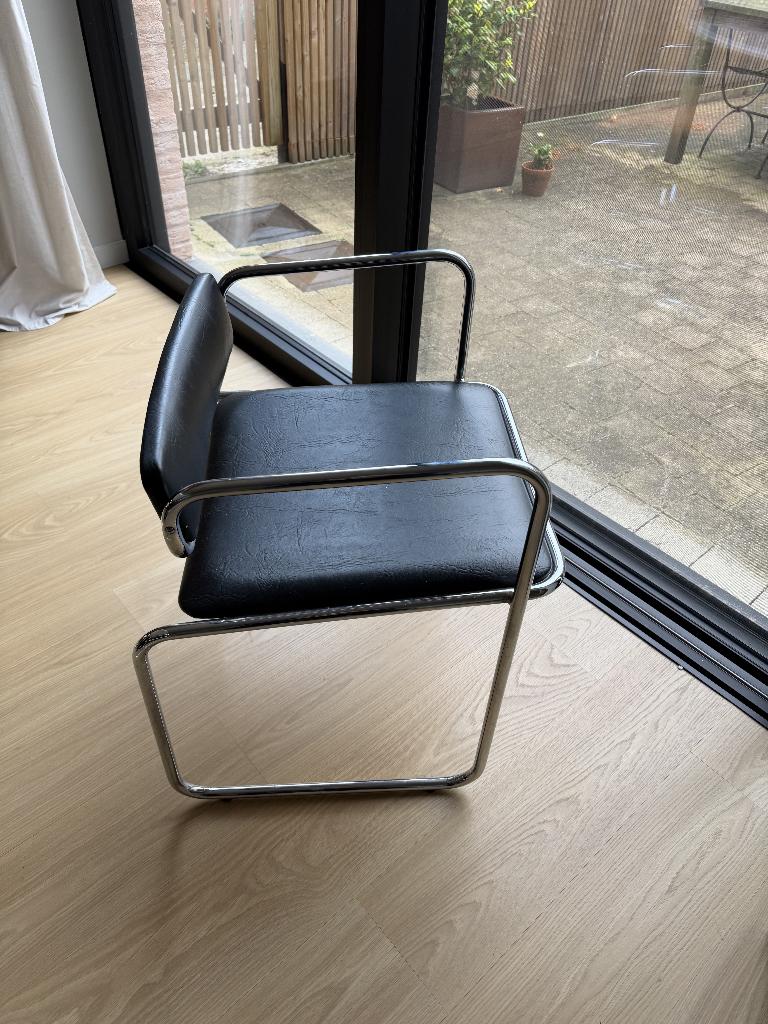 6x sigmachair mid century, Ophalen, Gebruikt, Zwart, Leer