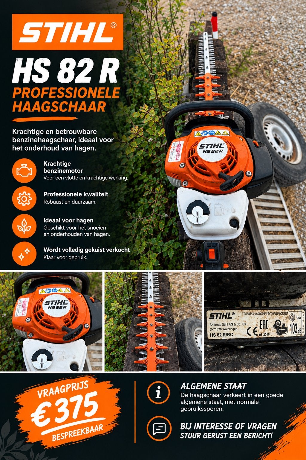Stihl hs82R, Ophalen, Gebruikt, Benzine
