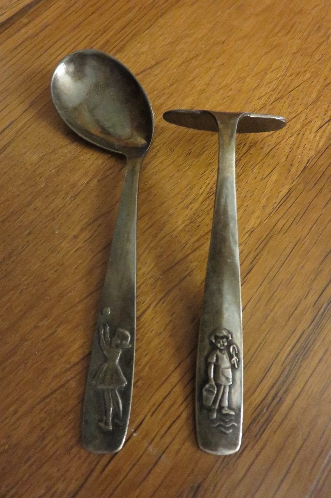 vintage kinderbestekje, zilver, Ophalen