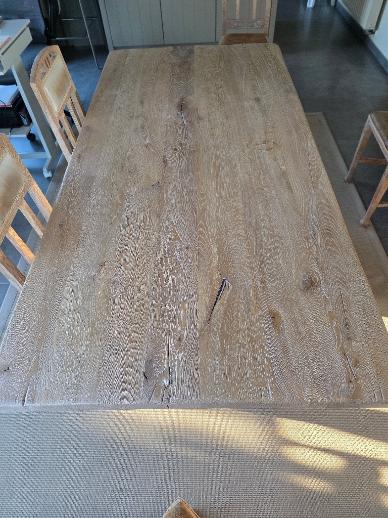 Massief eiken tafel, Huis en Inrichting, Tafels | Eettafels, Ophalen, Eikenhout, 50 tot 100 cm, Vijf personen of meer
