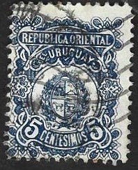 1 Postzegel Uruguay 1906 Nationaal Wapenschild, Ophalen of Verzenden, Gestempeld, Zuid-Amerika