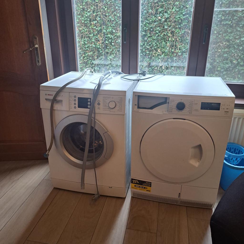 Wasmachine Bosch Serie 4 + droogkast Zanussi – werkend, Elektronische apparatuur, Droogkasten, Ophalen, Zo goed als nieuw