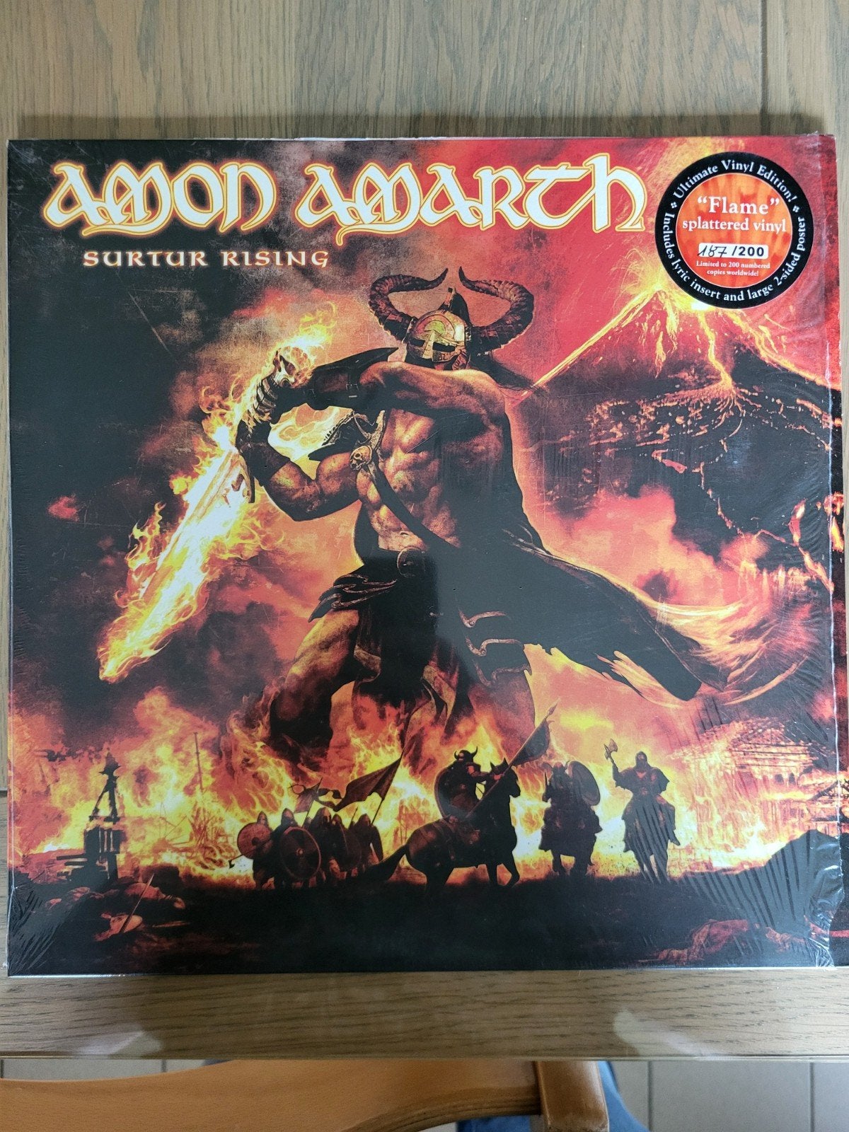 Surtur Rising – Flame Splattered Vinyl #187/200 ongebruikt, Cd's en Dvd's, LP, Colored vinyl, Ophalen of Verzenden, Zo goed als nieuw