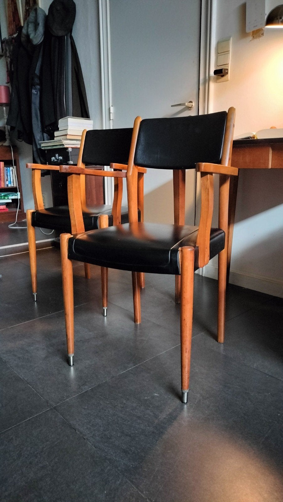 Vintage mid-century skai lederen armstoelen., Enlèvement
