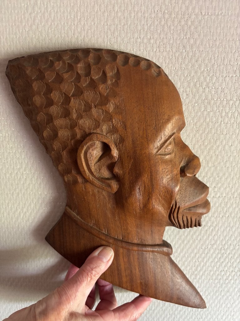 2 hoofden in hout, Antiek en Kunst, Ophalen of Verzenden, Hout, Houtsnijwerk
