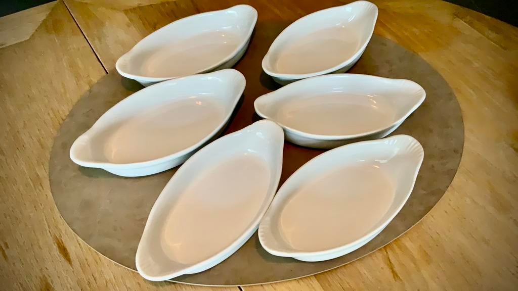 6 mini-plats à four blancs, Enlèvement ou Envoi, Comme neuf, Autres types