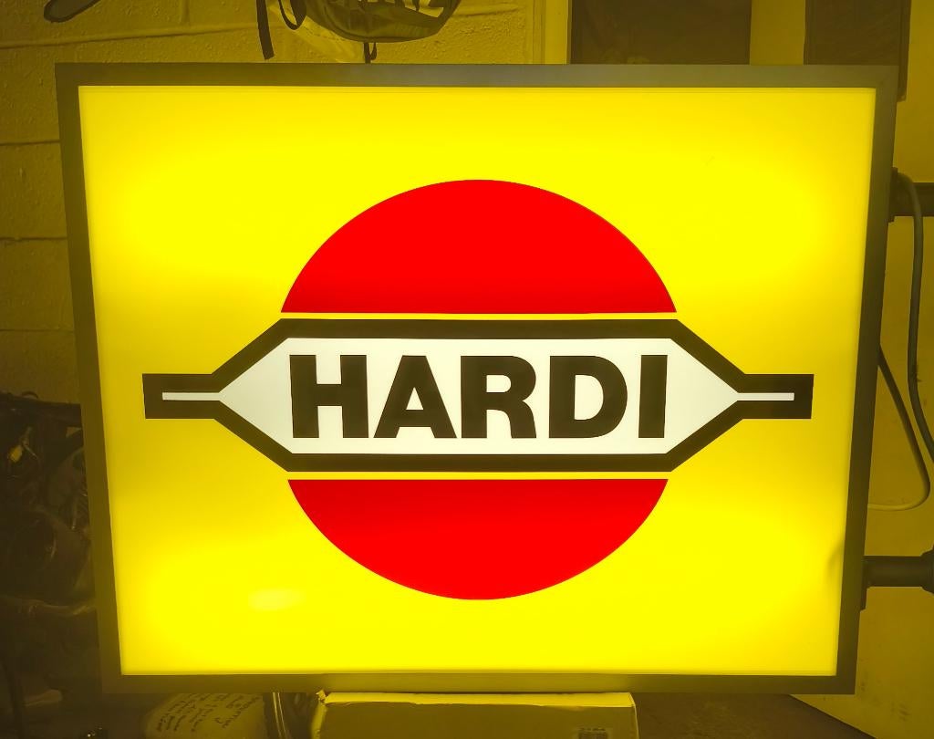 Grande enseigne publicitaire lumineuse hardi, Collections, Marques & Objets publicitaires, Enlèvement, Comme neuf, Panneau publicitaire
