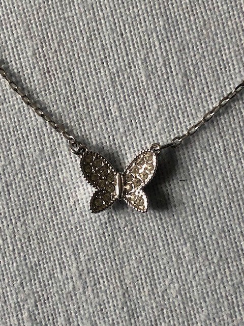 Zilveren Ketting met Hanger 'Vlinder' + Oorbellen Swarovski, Nieuw, Ophalen of Verzenden, Verstelbaar, Zilver