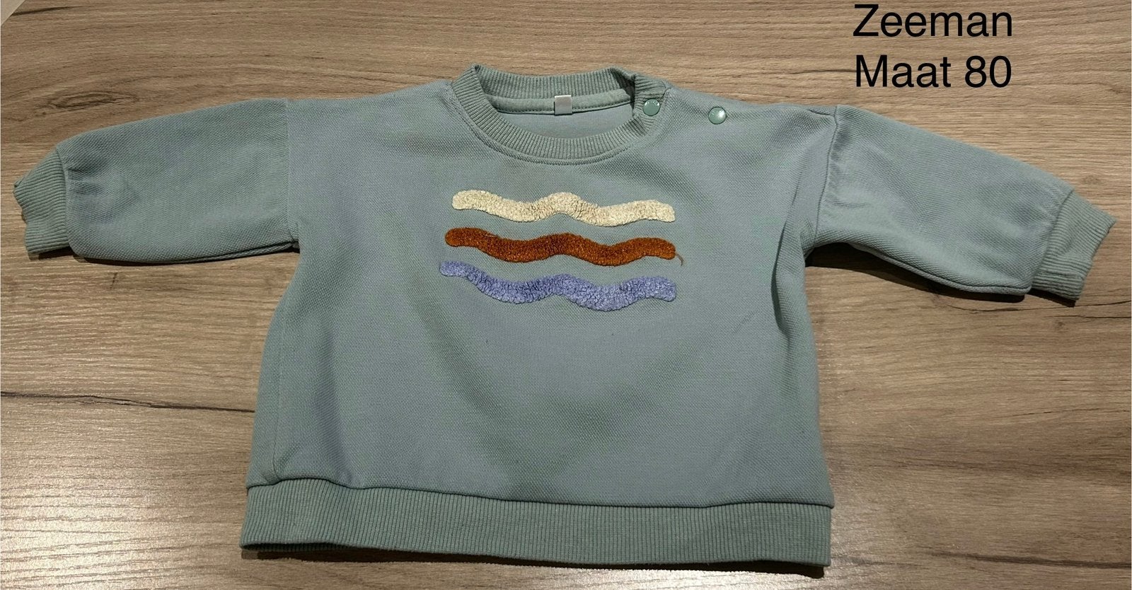 Lichtblauwe trui (Zeeman, maat 80), Ophalen of Verzenden, Zo goed als nieuw, Truitje of Vestje