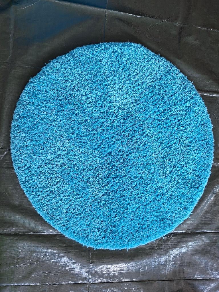Tapijt, rond, 90cm, turqouise, Ophalen, Zo goed als nieuw