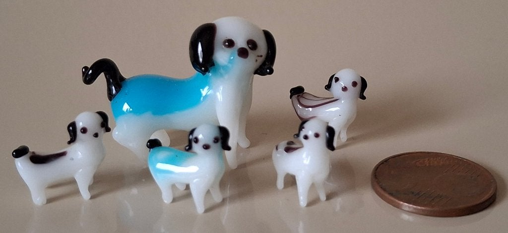 Handcrafted Miniature Glass Dog Family (jaren '70), Ophalen of Verzenden
