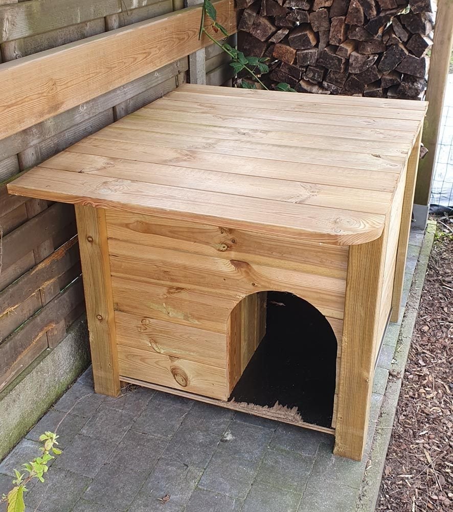 duurzaam houten hondenhok van Douglas hout, Dieren en Toebehoren, Ophalen, 65 tot 100 cm, Hondenhok, Zo goed als nieuw