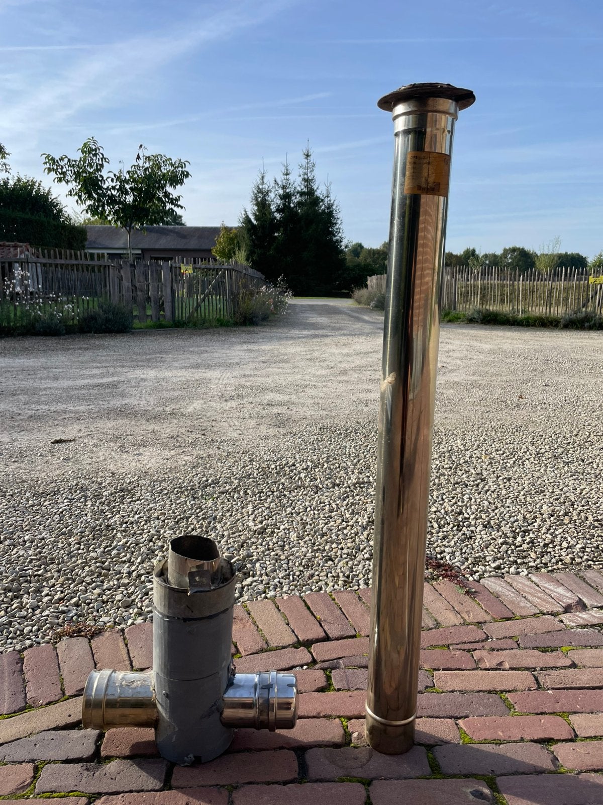 Inox buis 1m + T stuk  80mm, Ophalen, Zo goed als nieuw