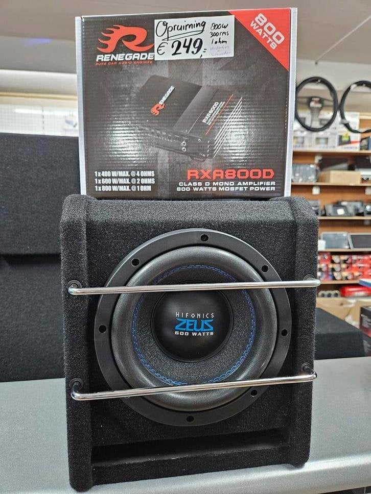 Dikke mini subwooferset 600watt hifonics/renegade