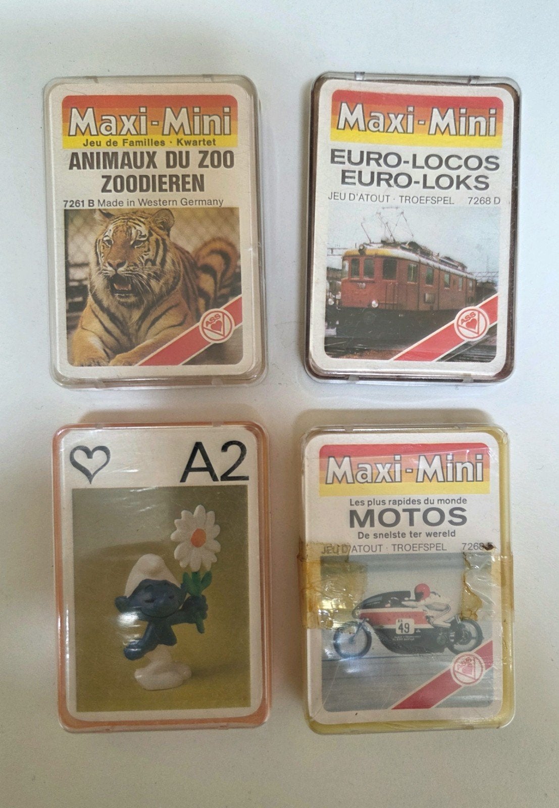 Lot van 4 vintage mini-kaartspellen (ASS Maxi-Mini & Smurfen, Verzamelen, Ophalen of Verzenden
