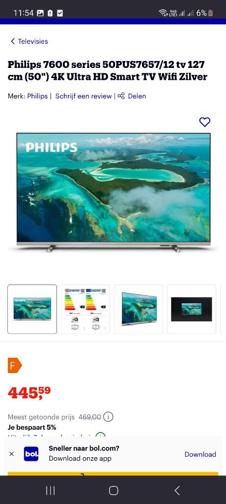 Philips 50PUS7657, Audio, Tv en Foto, Televisies, Ophalen, Philips, LED, Zo goed als nieuw