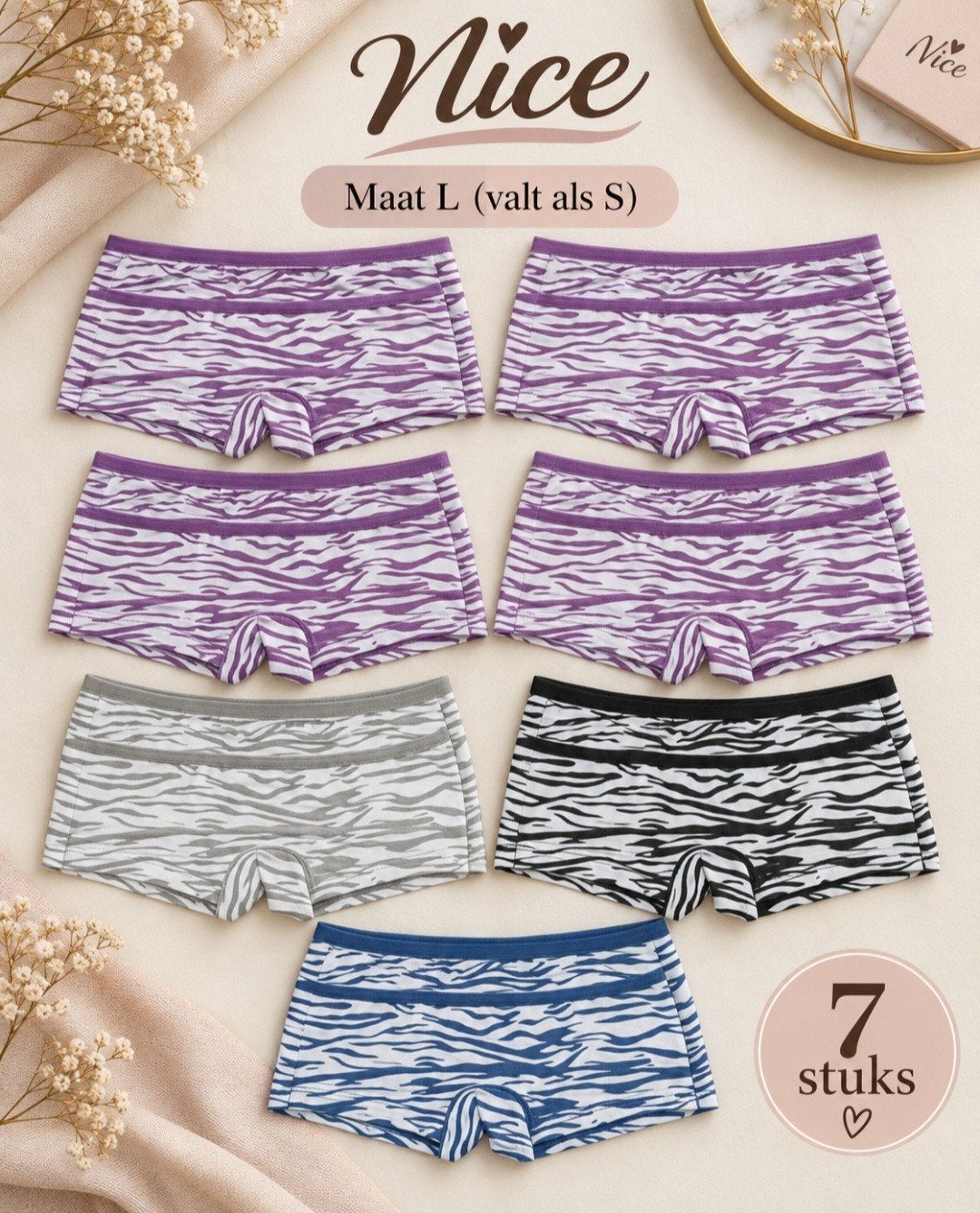 NICE 7x Nieuwe boxers Maat S, Kleding | Dames, Nice, Ophalen of Verzenden, Overige kleuren, Broekje of Short