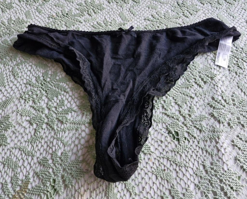 Zeeman - string - kant - maat XL - zwart, Kleding | Dames, Ondergoed en Lingerie, Zeeman, Verzenden, Zwart, String
