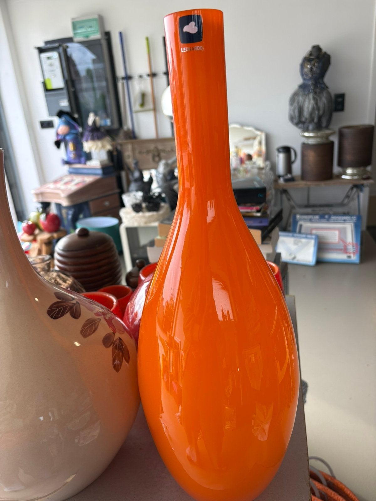 Vazen Leonardo, Huis en Inrichting, Woonaccessoires | Vazen, Ophalen, Zo goed als nieuw, Oranje, Glas