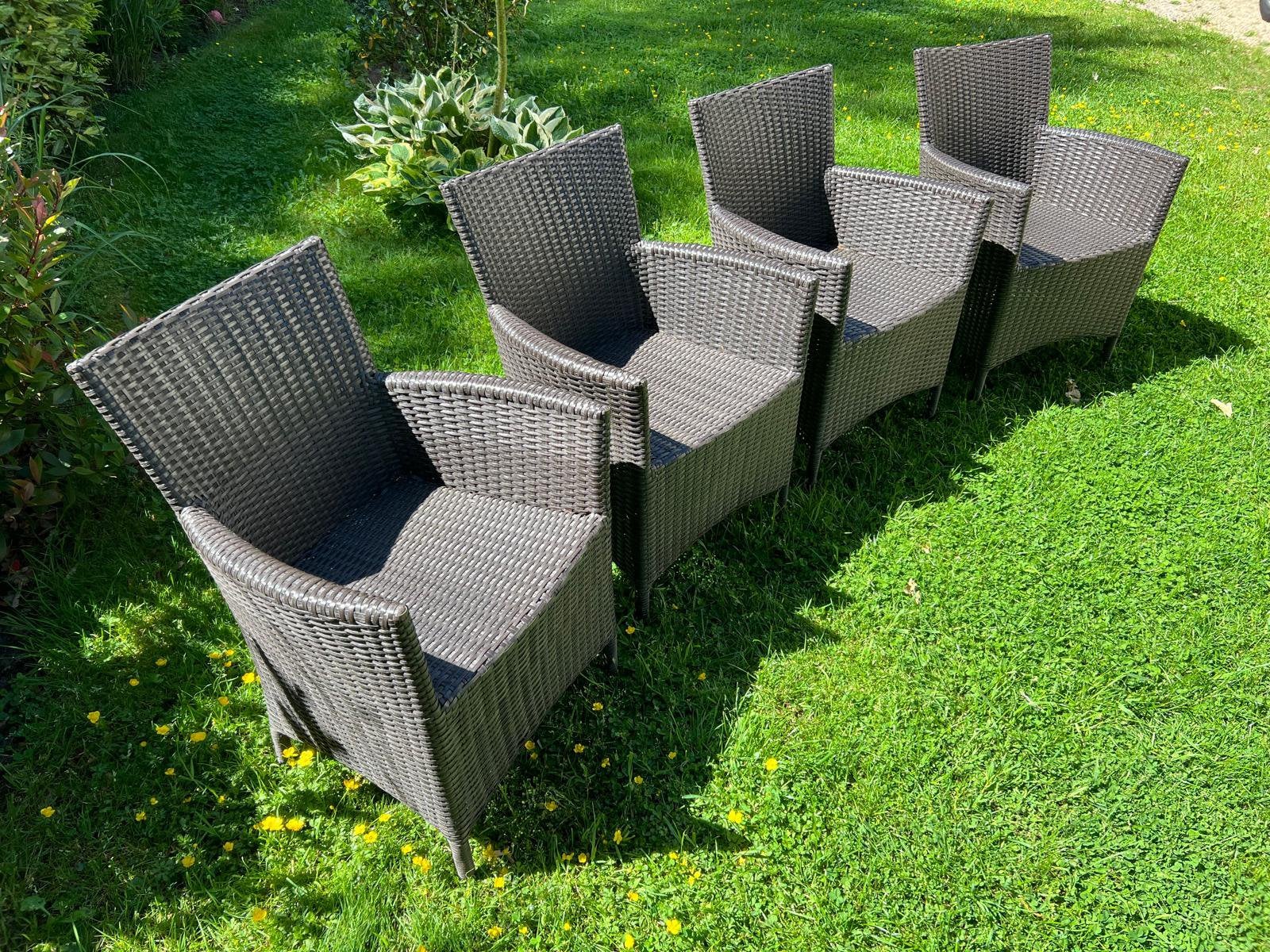 4 wicker tuinstoelen Inside Out – antraciet / donkergrijs, Ophalen, Zo goed als nieuw, Wicker, Stoel