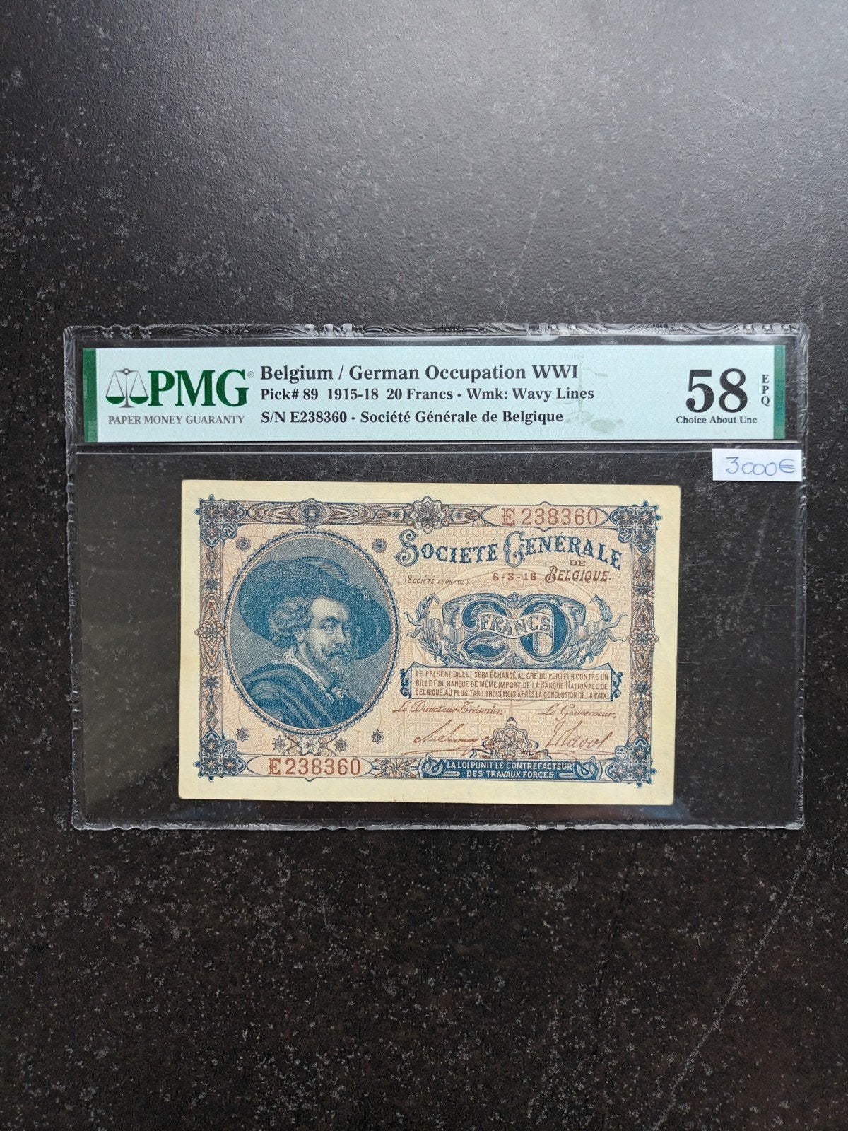 20 francs de qualité supérieure Société Générale 1916, Enlèvement ou Envoi, Billets en vrac